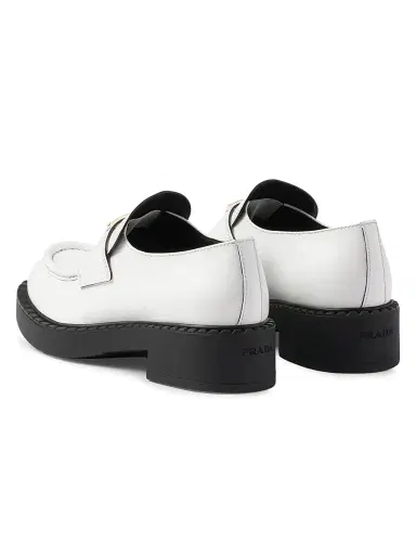 Prada Women's Chocolate Patent Leather Loafers - White | Thumbnail 3 Prada Women's Chocolate Patent Leather Loafers - White | Thumbnail 3