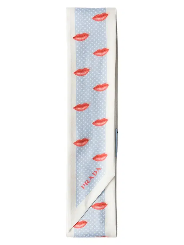 Women's Printed Silk Twill Skinny Scarf - Blue