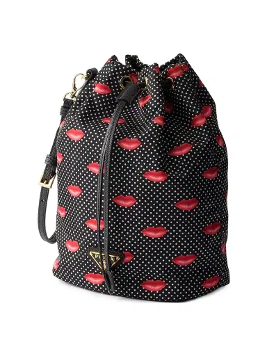 Prada Women's Printed Re-Nylon Pouch - Black | Thumbnail 2