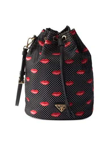 Prada Women's Printed Re-Nylon Pouch - Black | Thumbnail 1