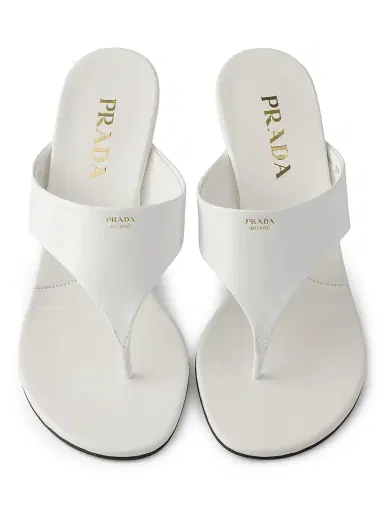 Prada Women's Patent Leather Thong Sandals - White | Thumbnail 3 Prada Women's Patent Leather Thong Sandals - White | Thumbnail 3