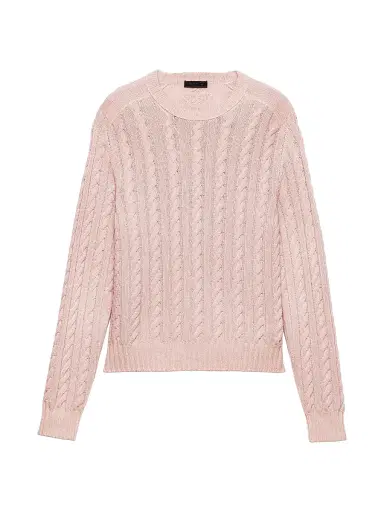 Prada Men's Wool and Cashmere Crewneck Sweater - Pink | Thumbnail 1 Prada Men's Wool and Cashmere Crewneck Sweater - Pink | Thumbnail 1