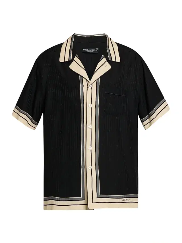 Men's Riga Striped Silk Camp Shirt - Righe Nero