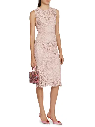 Dolce & Gabbana Women's Lace Sheath Midi-Dress - Rosa - Size 4 | Thumbnail 2 Dolce & Gabbana Women's Lace Sheath Midi-Dress - Rosa - Size 4 | Thumbnail 2