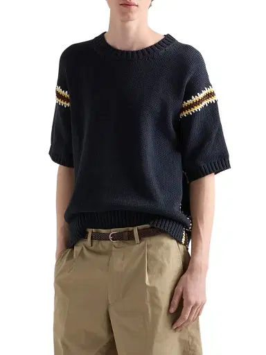 Prada Men's Cotton Crewneck Sweater | Thumbnail 2 Prada Men's Cotton Crewneck Sweater | Thumbnail 2