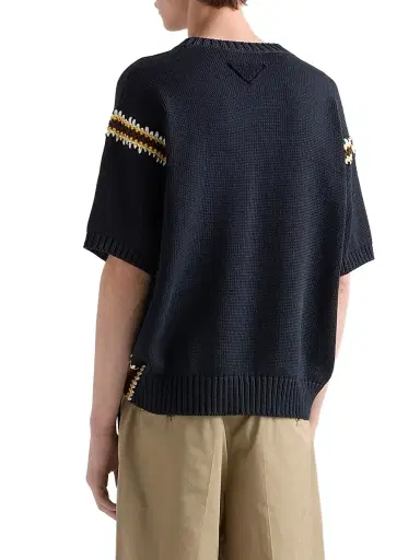 Prada Men's Cotton Crewneck Sweater | Thumbnail 3 Prada Men's Cotton Crewneck Sweater | Thumbnail 3