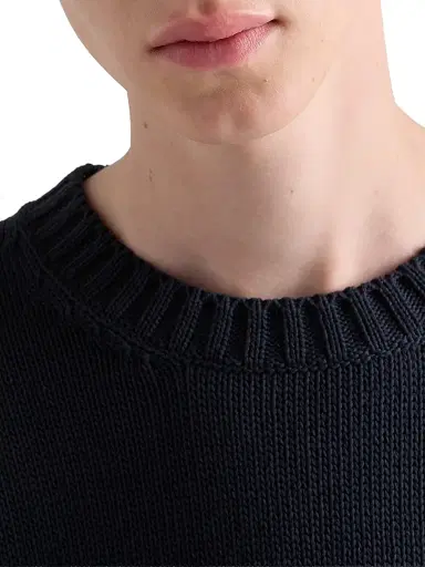Prada Men's Cotton Crewneck Sweater | Thumbnail 4 Prada Men's Cotton Crewneck Sweater | Thumbnail 4