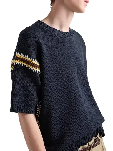 Prada Men's Cotton Crewneck Sweater | Thumbnail 5 Prada Men's Cotton Crewneck Sweater | Thumbnail 5