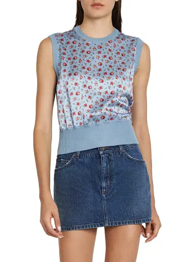 Dolce & Gabbana Women's Floral Silk Tank - Roselline F Celeste - Size 12 | Thumbnail 3
