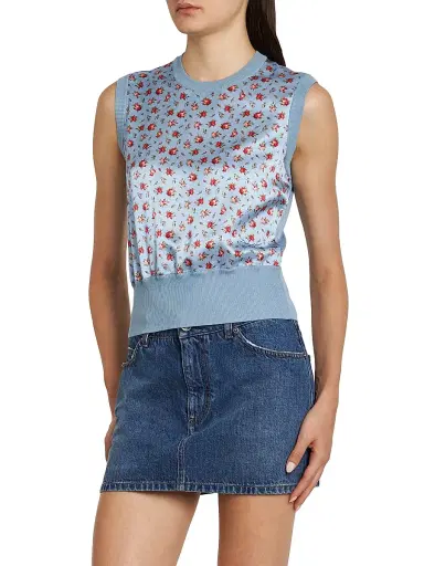 Dolce & Gabbana Women's Floral Silk Tank - Roselline F Celeste - Size 12 | Thumbnail 4