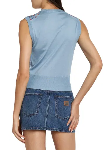 Dolce & Gabbana Women's Floral Silk Tank - Roselline F Celeste - Size 12 | Thumbnail 5