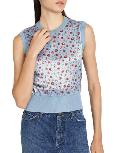 Dolce & Gabbana Women's Floral Silk Tank - Roselline F Celeste - Size 12 | Thumbnail 6