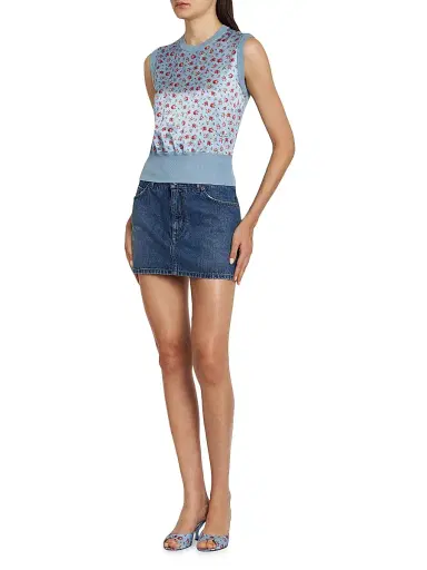 Dolce & Gabbana Women's Mixed-Media Silk Cardigan - Roselline F Celeste - Size 12 | Thumbnail 2