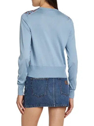 Dolce & Gabbana Women's Mixed-Media Silk Cardigan - Roselline F Celeste - Size 12 | Thumbnail 5