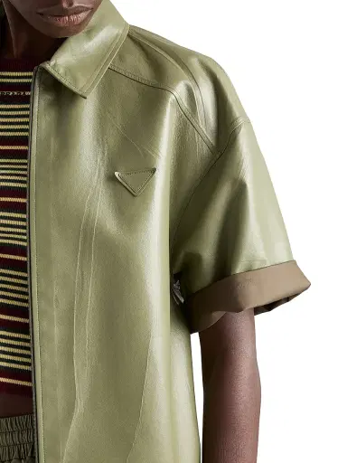 Prada Women's Nappa Leather Zipper Shirt - Green | Thumbnail 4 Prada Women's Nappa Leather Zipper Shirt - Green | Thumbnail 4