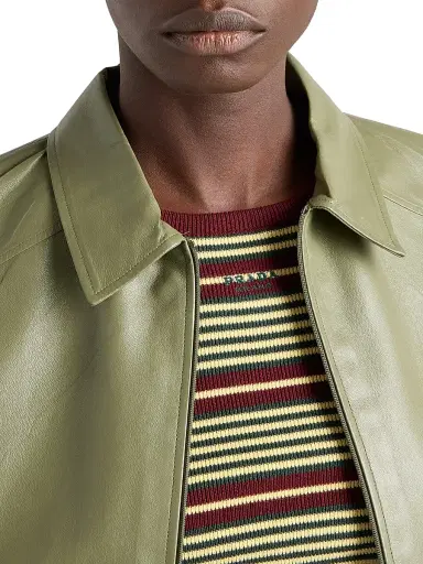 Prada Women's Nappa Leather Zipper Shirt - Green | Thumbnail 5 Prada Women's Nappa Leather Zipper Shirt - Green | Thumbnail 5