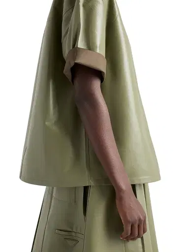 Prada Women's Nappa Leather Zipper Shirt - Green | Thumbnail 6 Prada Women's Nappa Leather Zipper Shirt - Green | Thumbnail 6