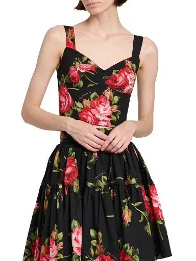 Dolce & Gabbana Women's Rose Cotton-Blend Crop Top | Thumbnail 3 Dolce & Gabbana Women's Rose Cotton-Blend Crop Top | Thumbnail 3