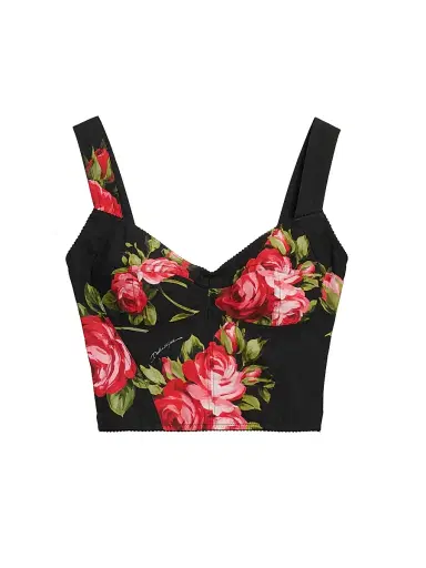 Dolce & Gabbana Women's Rose Cotton-Blend Crop Top | Thumbnail 1 Dolce & Gabbana Women's Rose Cotton-Blend Crop Top | Thumbnail 1