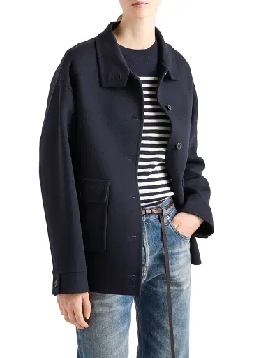 Prada Women's Striped Wool Sweater - Blue | Thumbnail 2