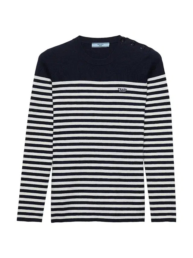 Women's Striped Wool Sweater - Blue Women's Striped Wool Sweater - Blue