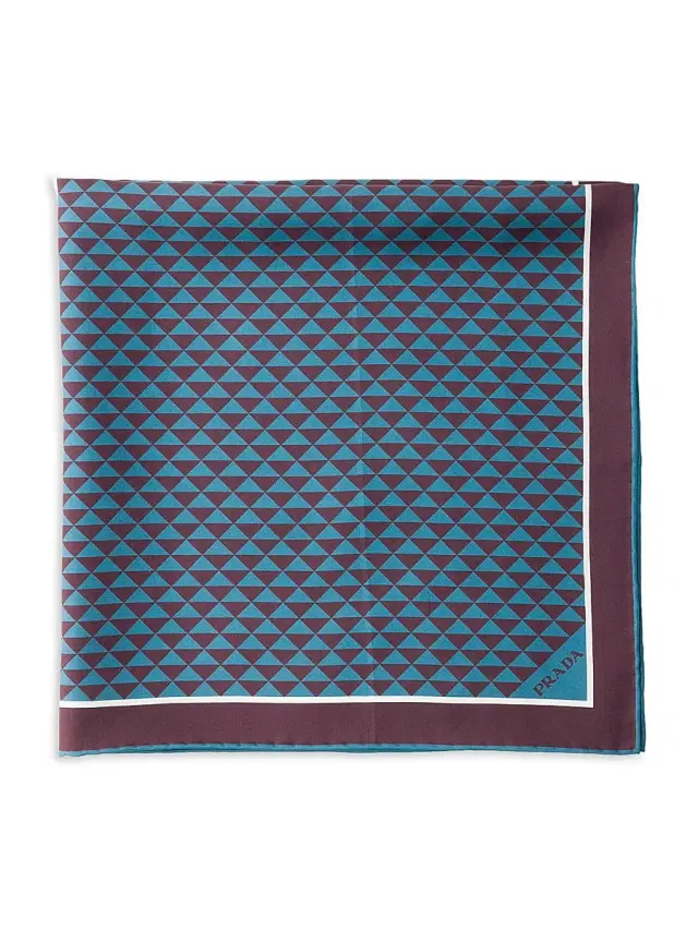 Prada Men's Printed Silk Twill Scarf - Purple Blue