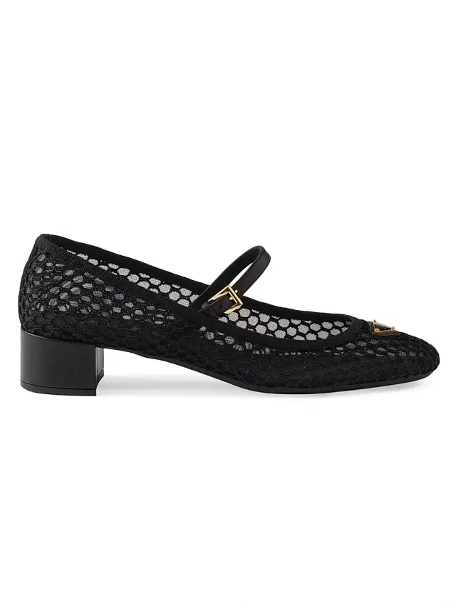Prada Women's Low Heel Mesh Fabric Ballerinas - Black