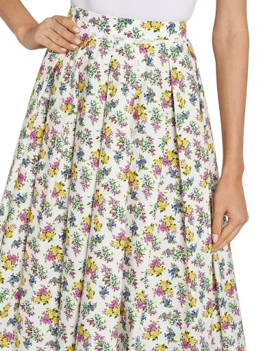 Dolce & Gabbana Women's Lace-Trim Floral Cotton Knee-Length Skirt - Fiorellini F Bco - Size 10 | Thumbnail 6