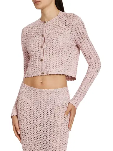 Dolce & Gabbana Women's Crochet Knit Crop Cardigan - Rosa - Size 10 | Thumbnail 4 Dolce & Gabbana Women's Crochet Knit Crop Cardigan - Rosa - Size 10 | Thumbnail 4