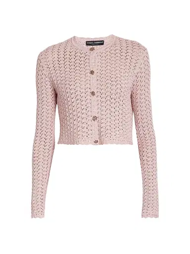 Dolce & Gabbana Women's Crochet Knit Crop Cardigan - Rosa - Size 10 | Thumbnail 1 Dolce & Gabbana Women's Crochet Knit Crop Cardigan - Rosa - Size 10 | Thumbnail 1