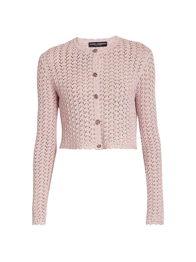 Women's Crochet Knit Crop Cardigan - Rosa