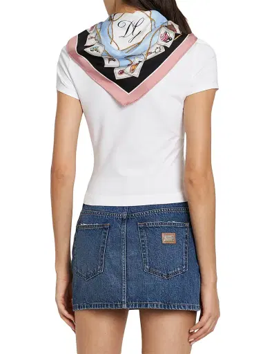 Dolce & Gabbana Women's Scarf Stretch-Cotton T-Shirt - Bianco Ottico | Thumbnail 5 Dolce & Gabbana Women's Scarf Stretch-Cotton T-Shirt - Bianco Ottico | Thumbnail 5