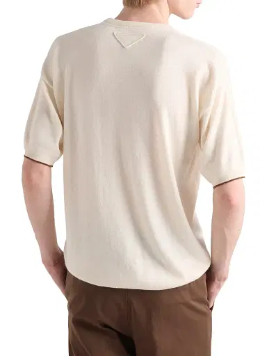 Prada Men's Cashmere Crewneck Sweater - Beige Khaki - Size 46 | Thumbnail 3 Prada Men's Cashmere Crewneck Sweater - Beige Khaki - Size 46 | Thumbnail 3