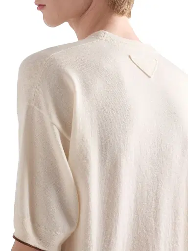 Prada Men's Cashmere Crewneck Sweater - Beige Khaki - Size 46 | Thumbnail 4 Prada Men's Cashmere Crewneck Sweater - Beige Khaki - Size 46 | Thumbnail 4