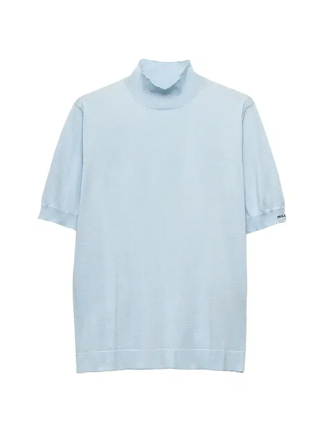 Men's Short-Sleeved Cotton Turtleneck Sweater - Blue