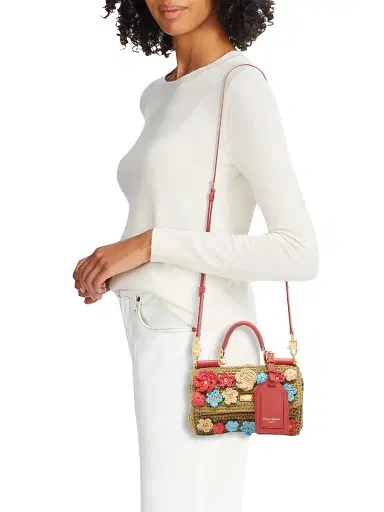 Dolce & Gabbana Women's Woven Embellished Top Handle Bag | Thumbnail 2 Dolce & Gabbana Women's Woven Embellished Top Handle Bag | Thumbnail 2
