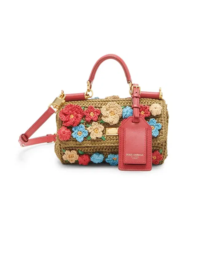 Women's Woven Embellished Top Handle Bag - Verde Multicolor