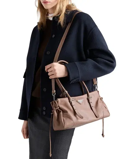 Prada Women's Antiqued Leather Shoulder Bag - Brown | Thumbnail 1 Prada Women's Antiqued Leather Shoulder Bag - Brown | Thumbnail 1