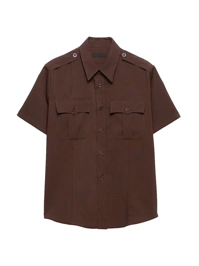 Men's Short-Sleeved Technical Fabric Shirt - Brown