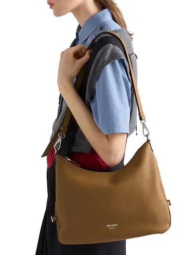 Prada Women's Leather Shoulder Bag - Dark Brown | Thumbnail 3 Prada Women's Leather Shoulder Bag - Dark Brown | Thumbnail 3