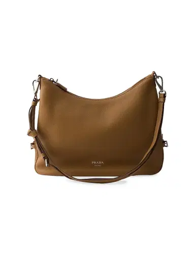 Prada Women's Leather Shoulder Bag - Dark Brown | Thumbnail 1 Prada Women's Leather Shoulder Bag - Dark Brown | Thumbnail 1