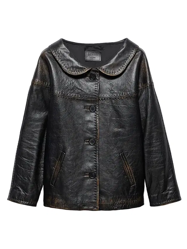 Prada Women's Antiqued Nappa Leather Jacket - Black