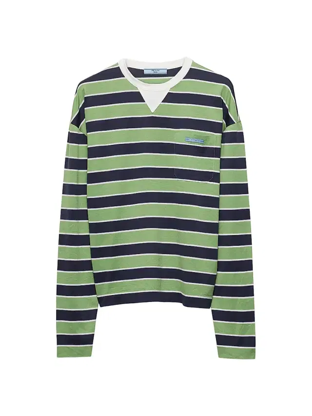 Women's Long Sleeved Bayadere Striped Lisle Cotton T-Shirt - Blue