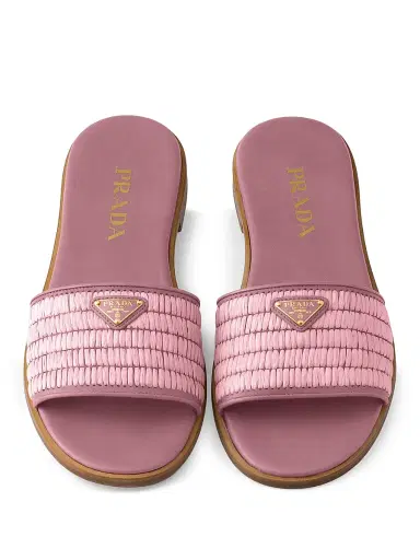 Prada Women's Leather and Crochet Slides - Pink - Size 10 | Thumbnail 2 Prada Women's Leather and Crochet Slides - Pink - Size 10 | Thumbnail 2