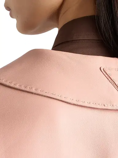 Prada Women's Nappa Leather Jacket - Orange - Size 10 | Thumbnail 4