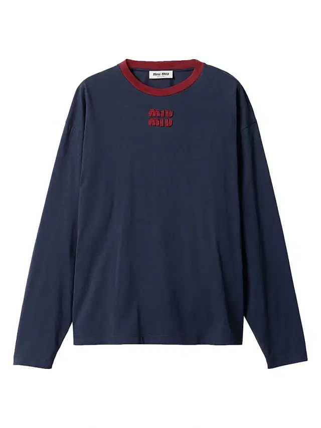 Women's Long-Sleeved Cotton Jersey T-Shirt - Blue