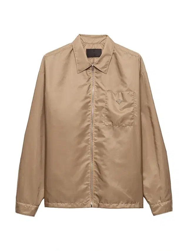 Men's Re-Nylon Zipper Shirt - Beige Khaki