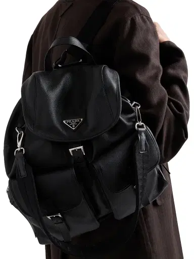 Prada Men's Leather Backpack | Thumbnail 3 Prada Men's Leather Backpack | Thumbnail 3