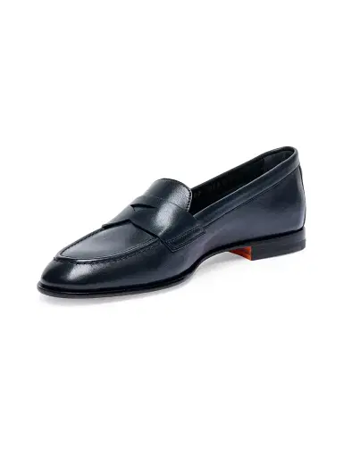 Santoni Women's Patent Leather Loafers - Navy | Thumbnail 5 Santoni Women's Patent Leather Loafers - Navy | Thumbnail 5