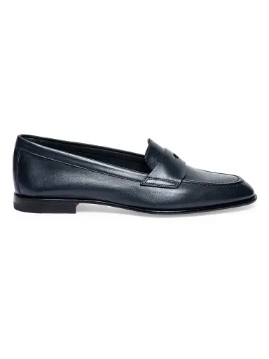 Santoni Women's Patent Leather Loafers - Navy | Thumbnail 1 Santoni Women's Patent Leather Loafers - Navy | Thumbnail 1